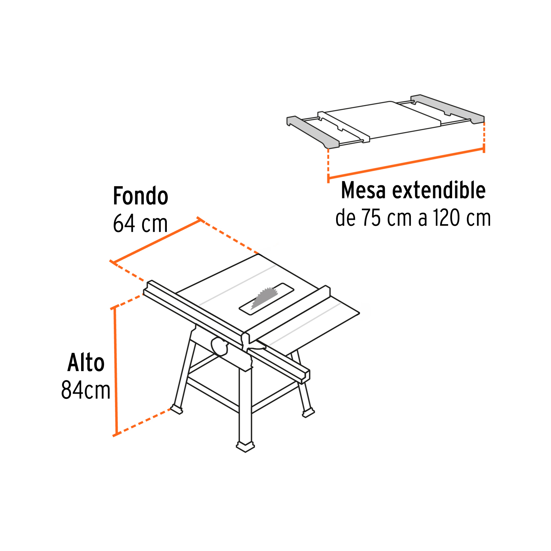 Sierra de mesa 10', 2-1/2 HP (1900 W), con base, TRUPER - Imagen 4