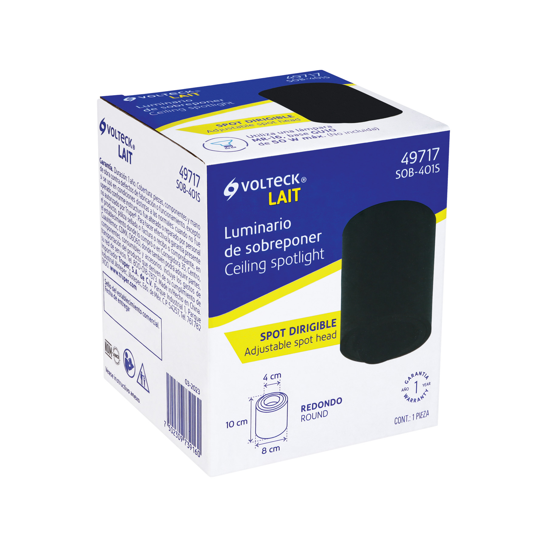 Luminario de sobreponer con spot dirigible, redondo, negro - Imagen 6