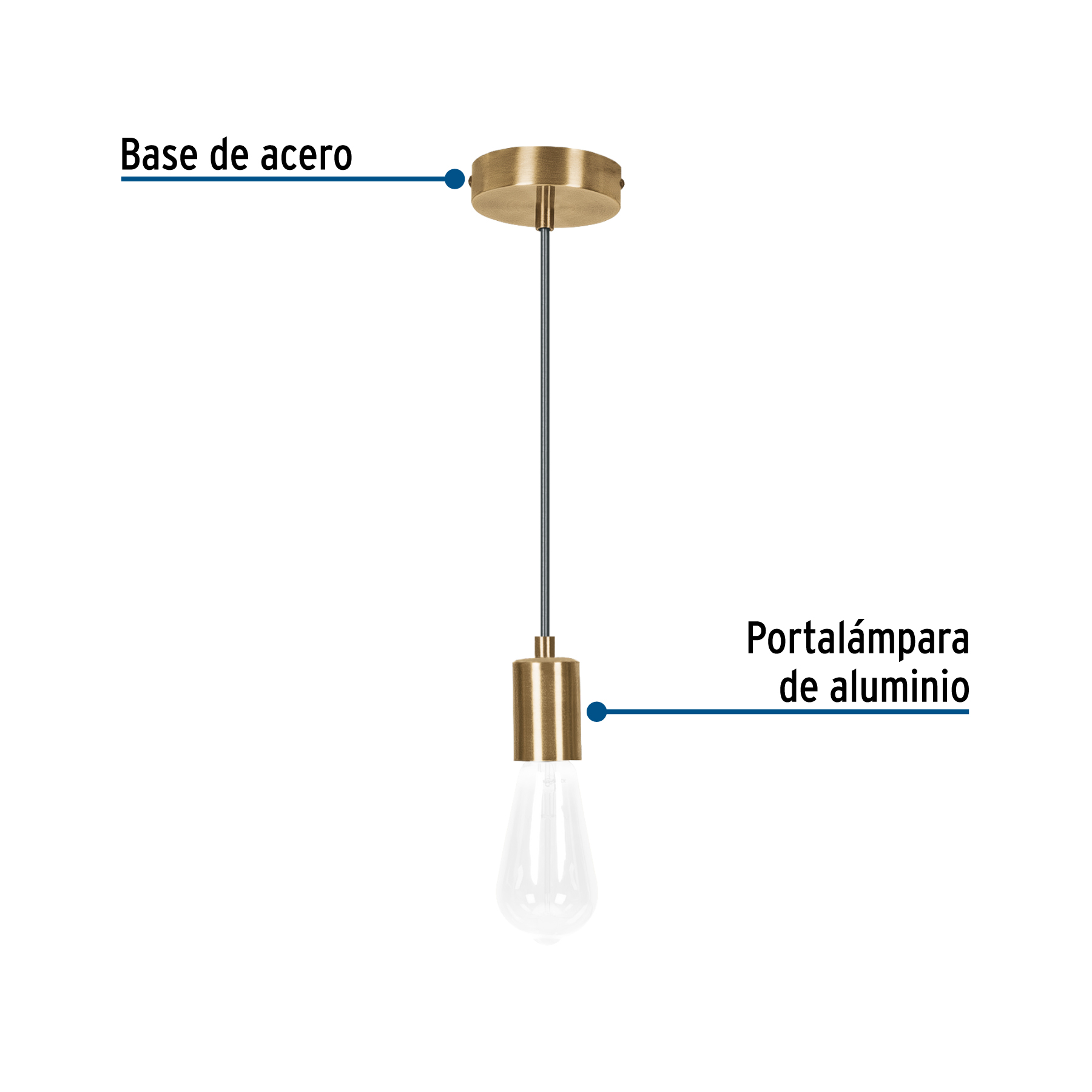 Socket colgante metálico, hierro antiguo, VOLTECK - Imagen 3