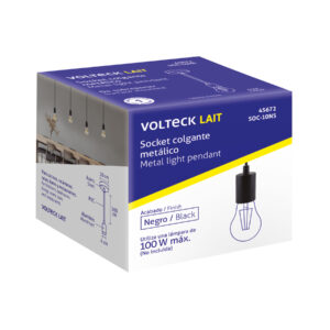 Socket colgante metálico, negro, VOLTECK - Imagen 6