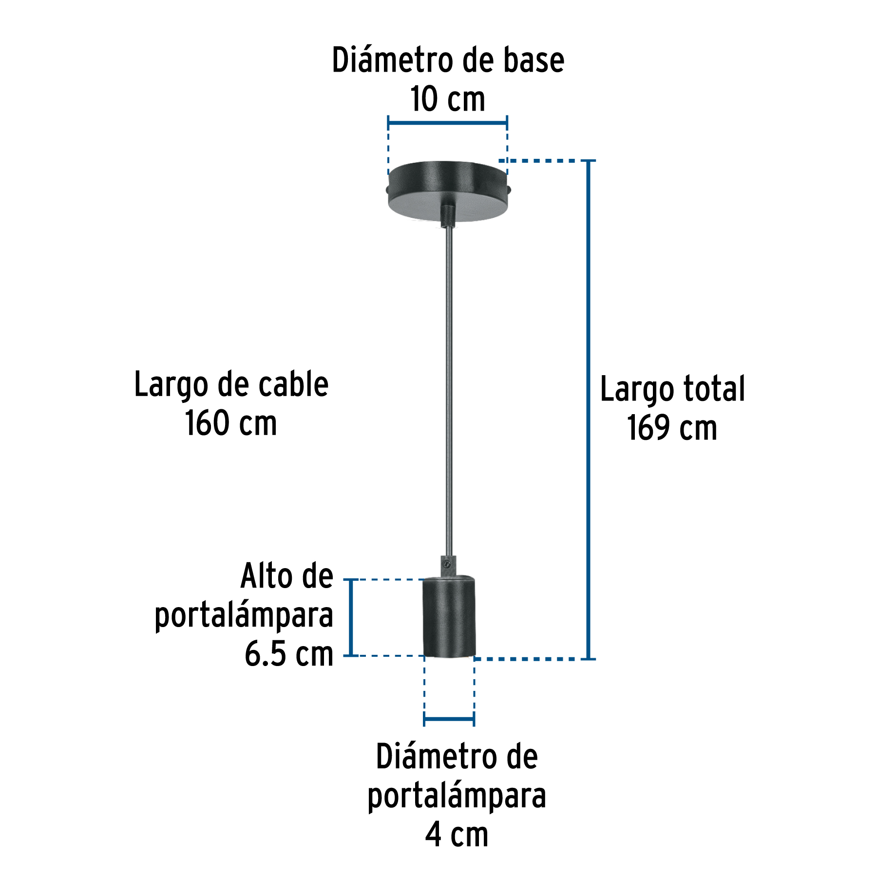 Socket colgante metálico, negro, VOLTECK - Imagen 4