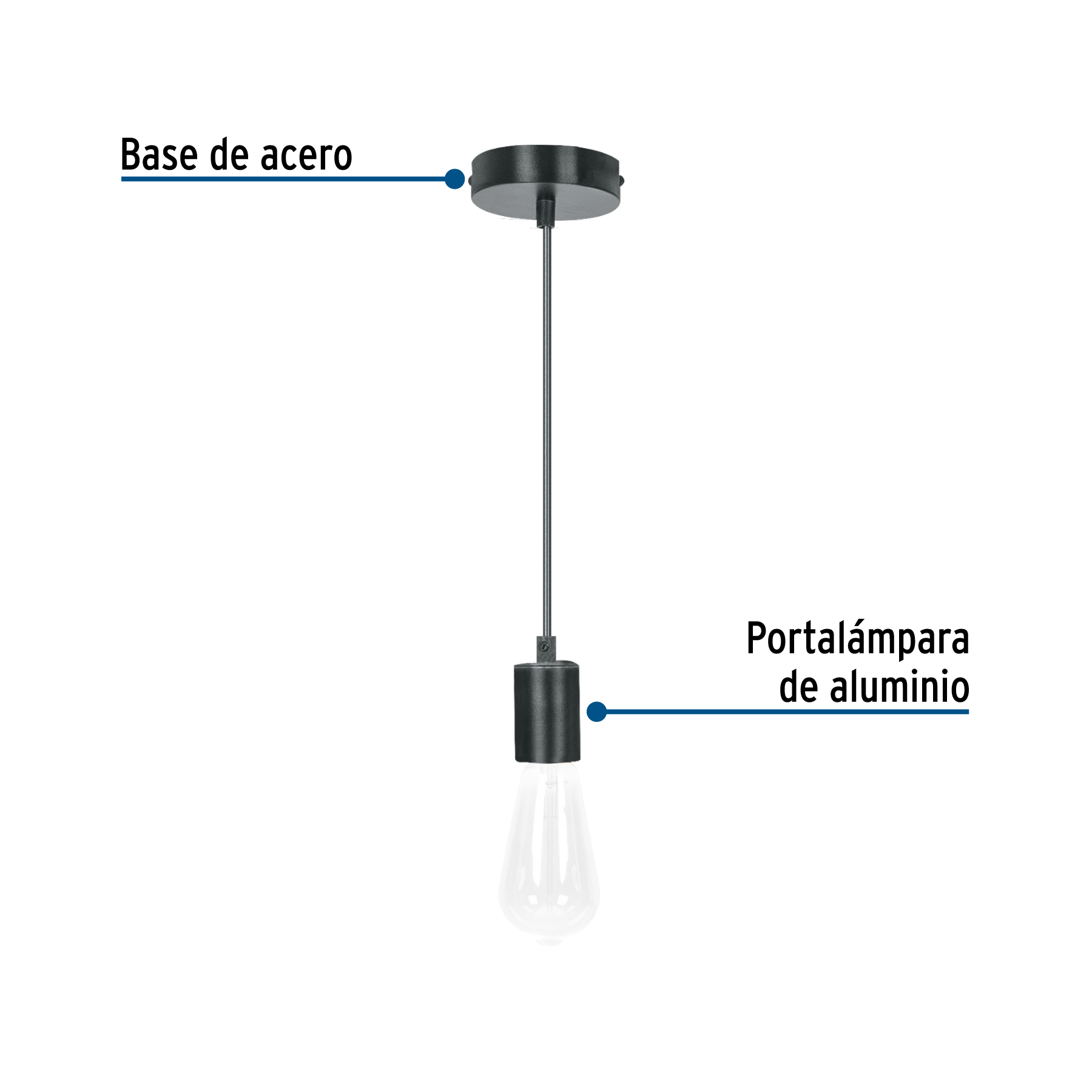 Socket colgante metálico, negro, VOLTECK - Imagen 3