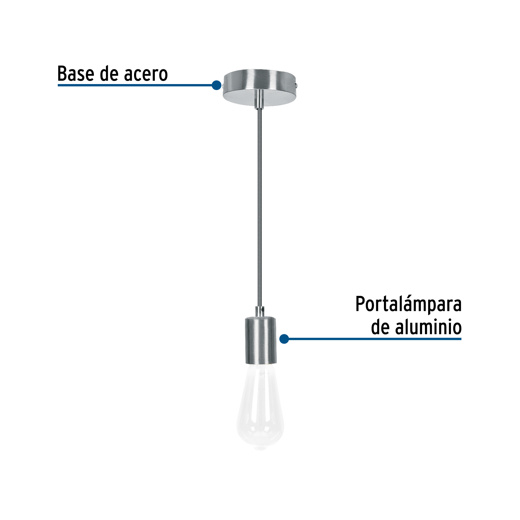 Socket colgante metálico, satín, VOLTECK - Imagen 3