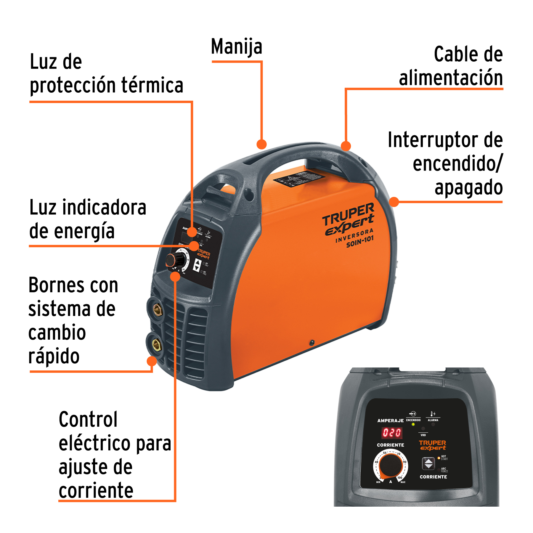 Soldadora inversora 100A, 127V, TRUPER EXPERT - Imagen 6