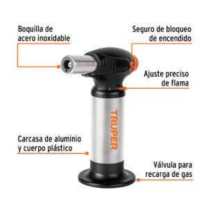 Mechero recargable de 64 ml para flamear alimentos, TRUPER - Imagen 3