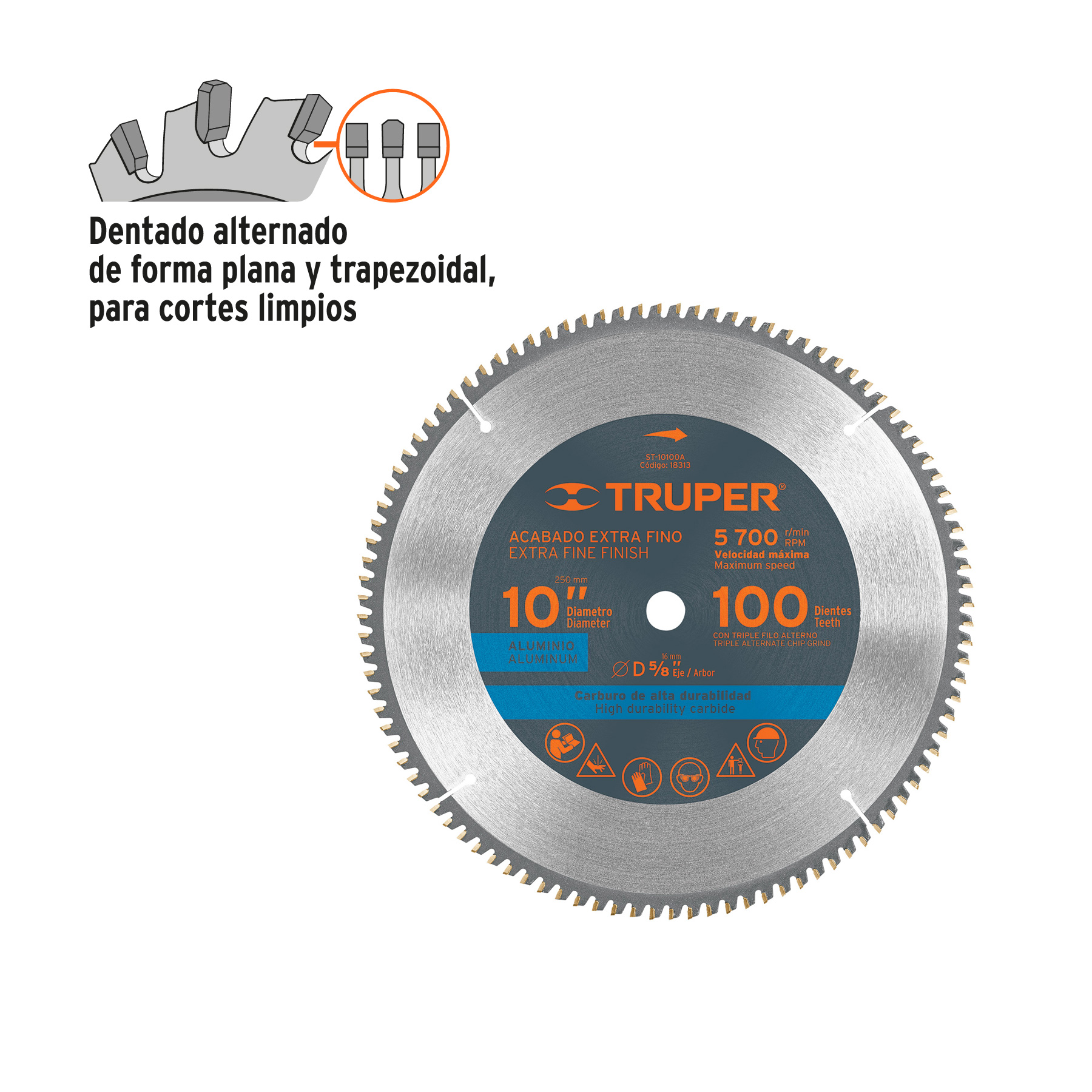 Disco sierra 10' para aluminio, 100 dientes centro 5/8' - Imagen 4