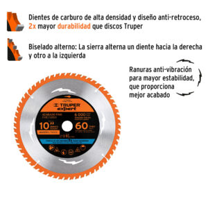 Disco sierra 10' para madera, 60 dientes centro 1', EXPERT - Imagen 3