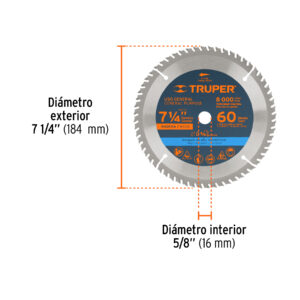 Disco sierra 7- 1/4' para madera, 16 dientes centro 5/8' - Imagen 4