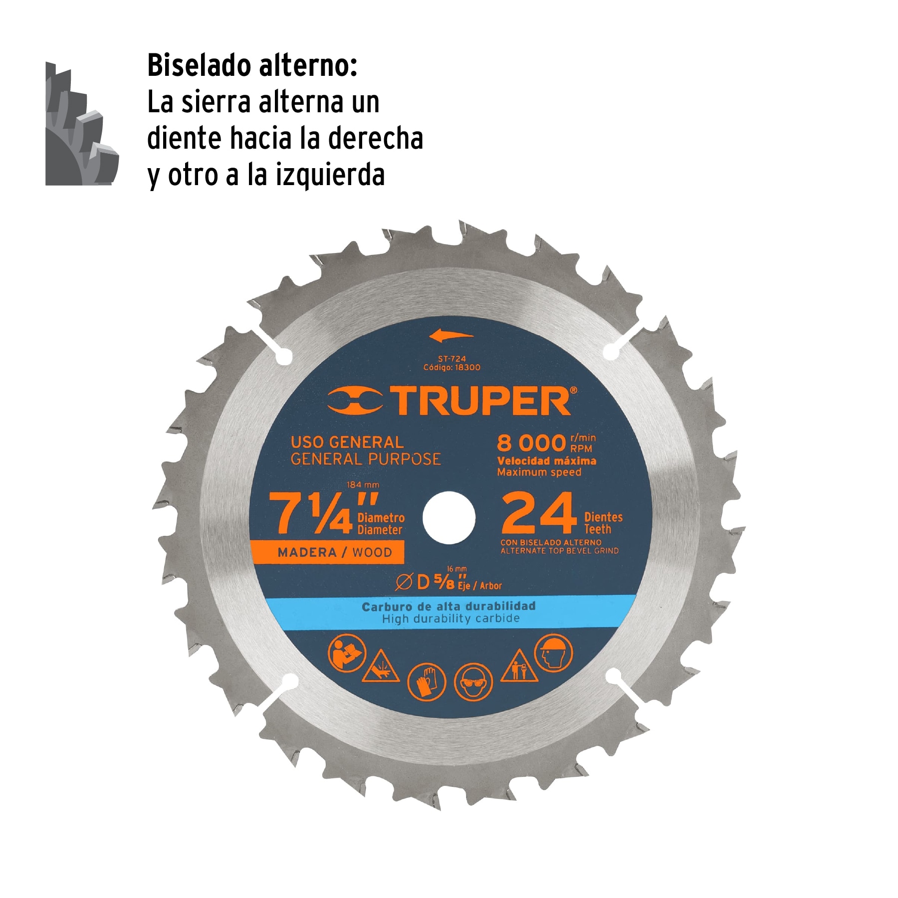 Disco sierra 7- 1/4' para madera, 24 dientes centro 5/8' - Imagen 3