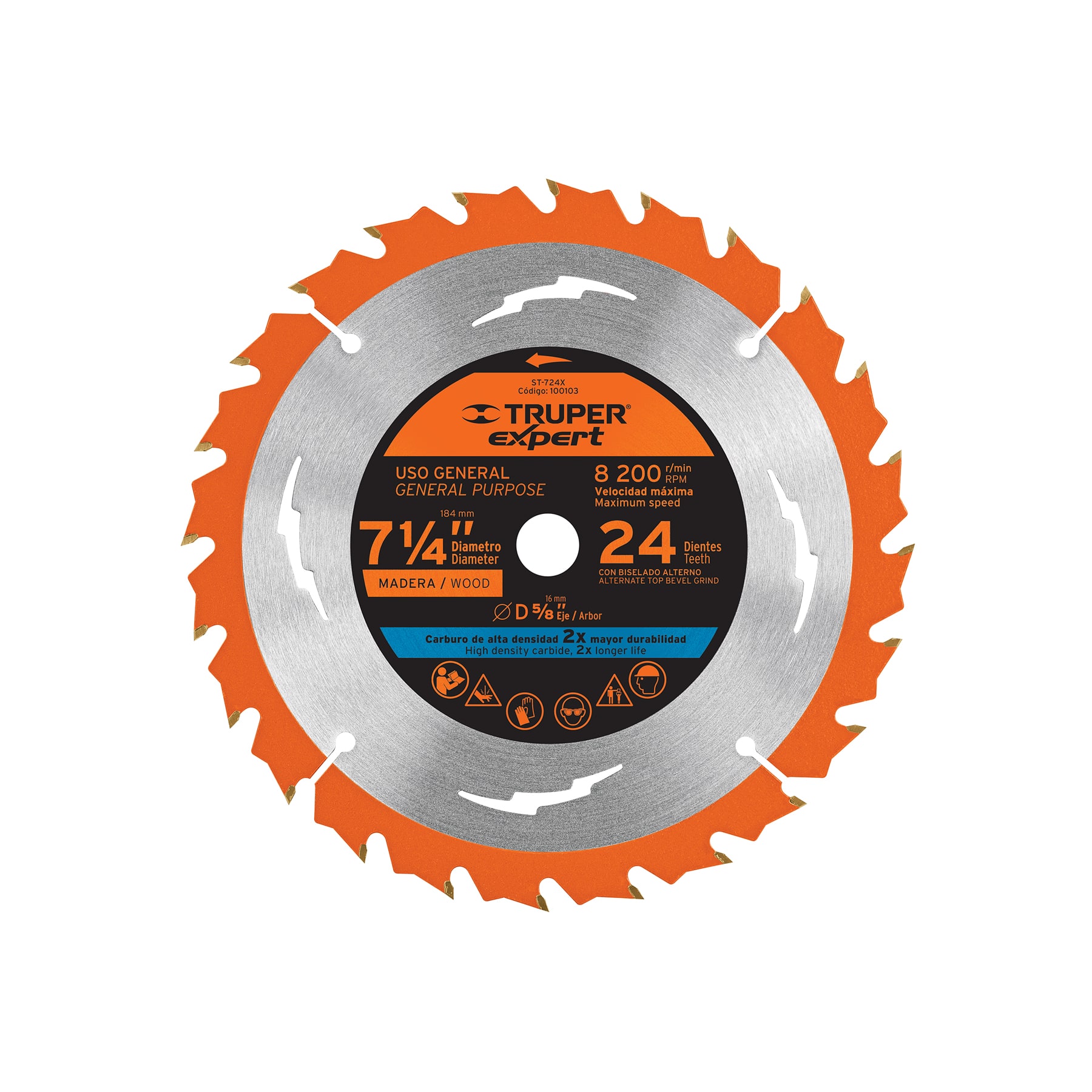 Disco sierra 7-1/4' p/madera, 24 dientes centro 5/8', EXPERT - Imagen 2