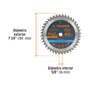 Disco sierra 7- 1/4' para madera, 40 dientes centro 5/8' - Imagen 4