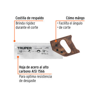 Serrucho de costilla 12' Diamante, 12 DPP, TRUPER - Imagen 3