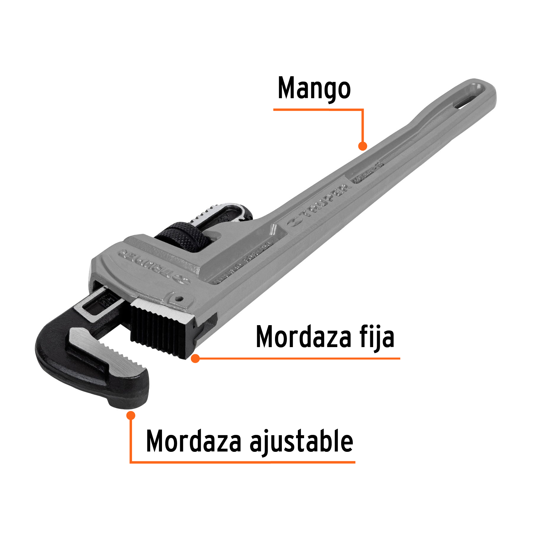Llave stilson 18' cuerpo de aluminio, TRUPER - Imagen 3