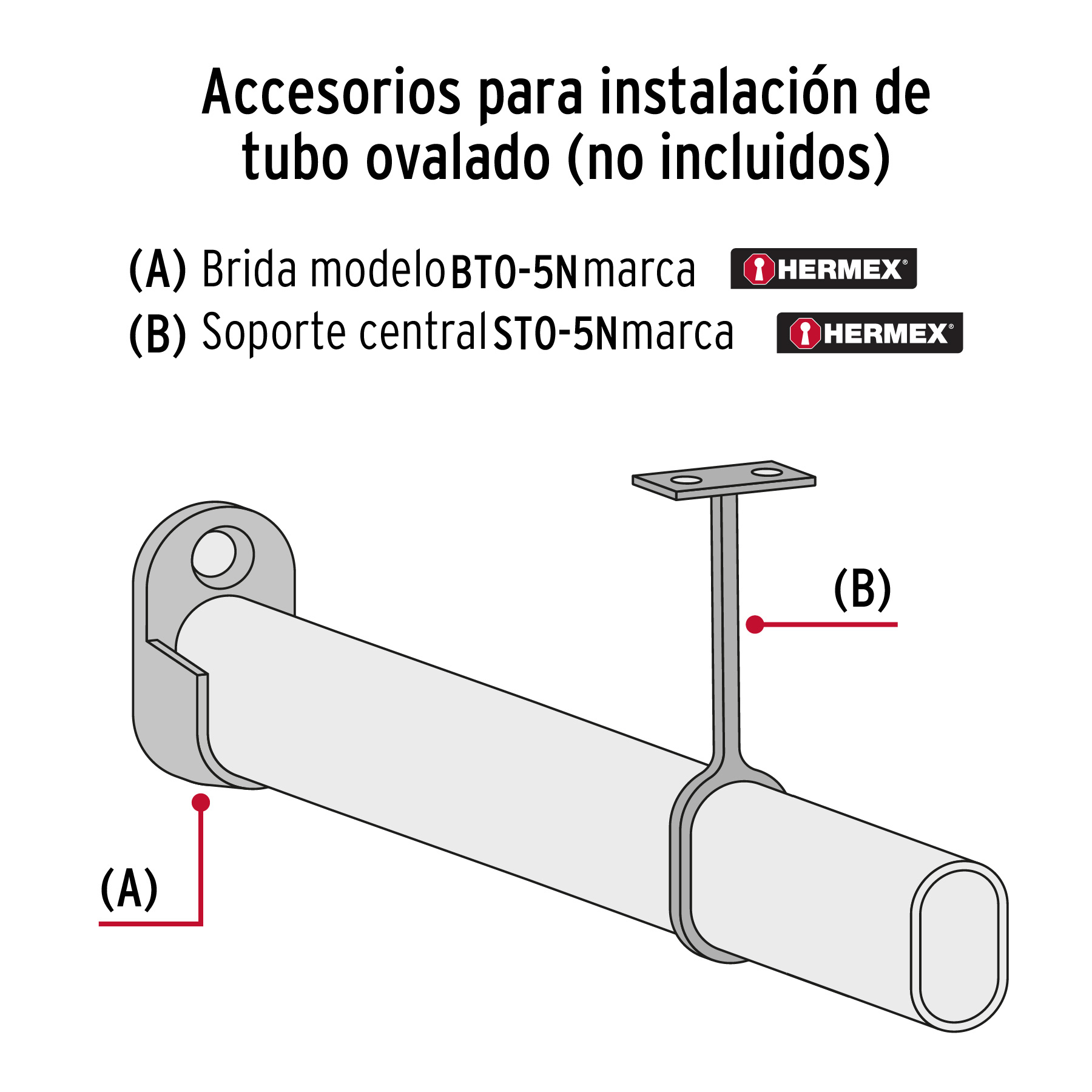 Soporte negro para tubo ovalado de closet, HERMEX - Imagen 5