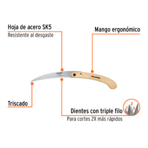 Serrucho plegable 10' hoja curva 6 DPP, mango madera, TRUPER - Imagen 3
