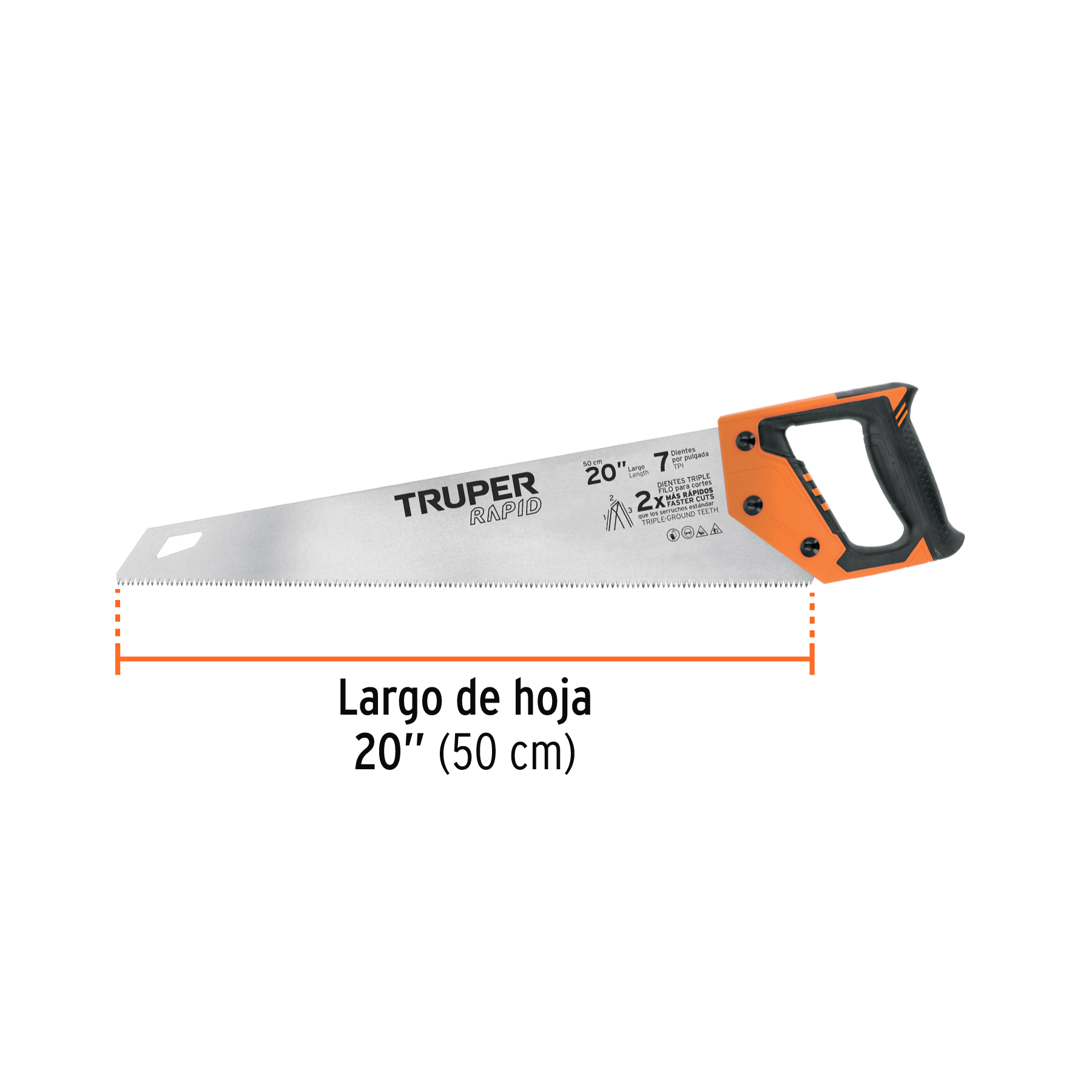 Serrucho Rapid 20', 7 DPP, mango Comfort grip, TRUPER - Imagen 4