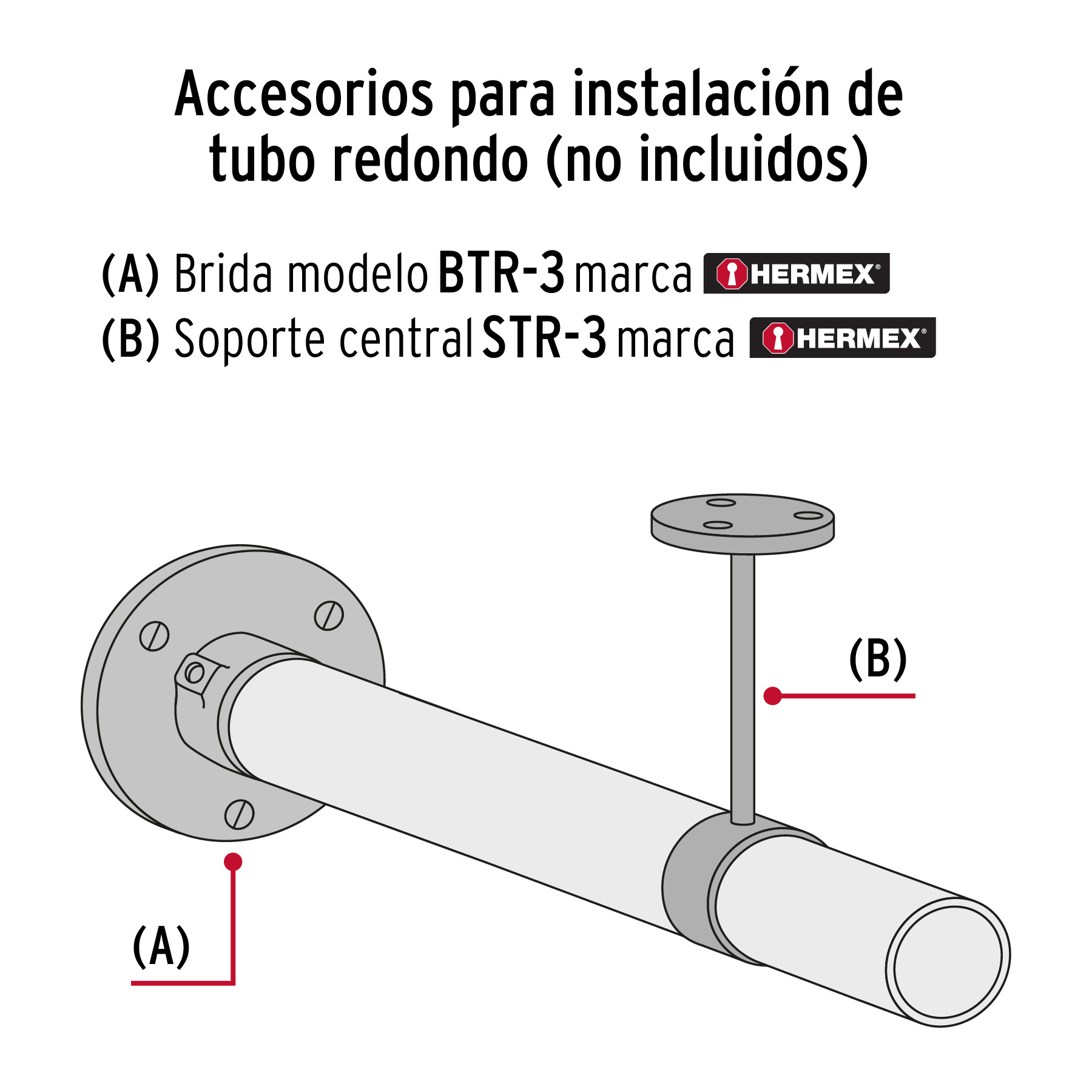 Soporte central para tubo redondo de clóset, HERMEX - Imagen 5