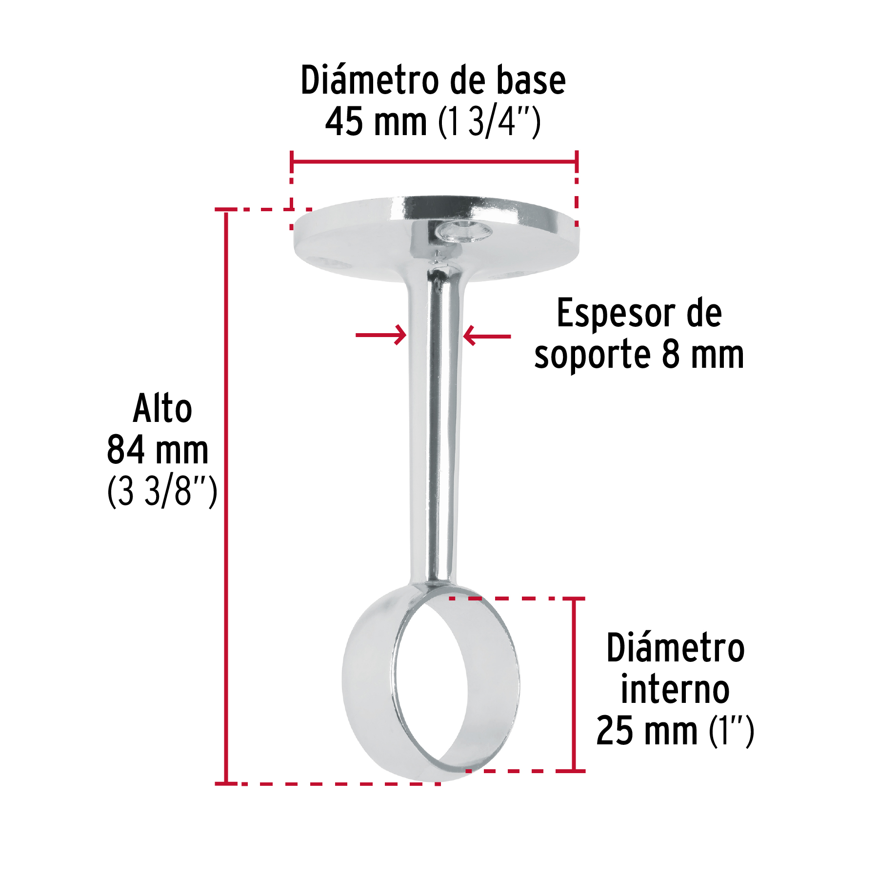 Soporte central para tubo redondo de clóset, HERMEX - Imagen 4