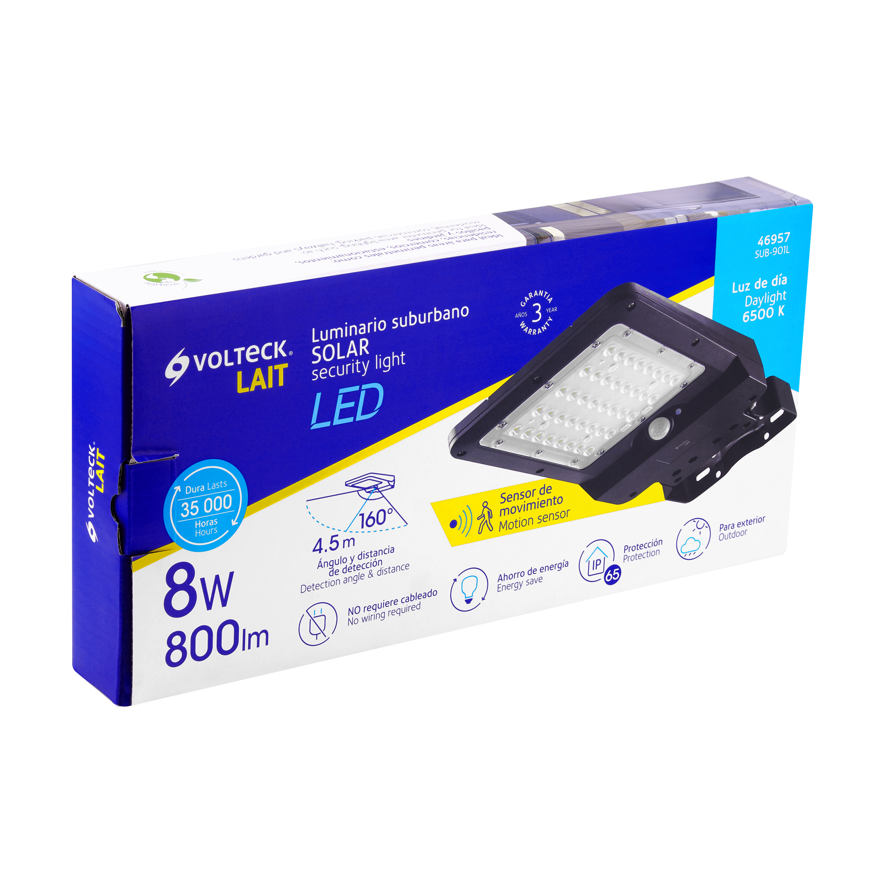Luminario suburbano solar LED 8 W 6500 K con sensor de luz - Imagen 9