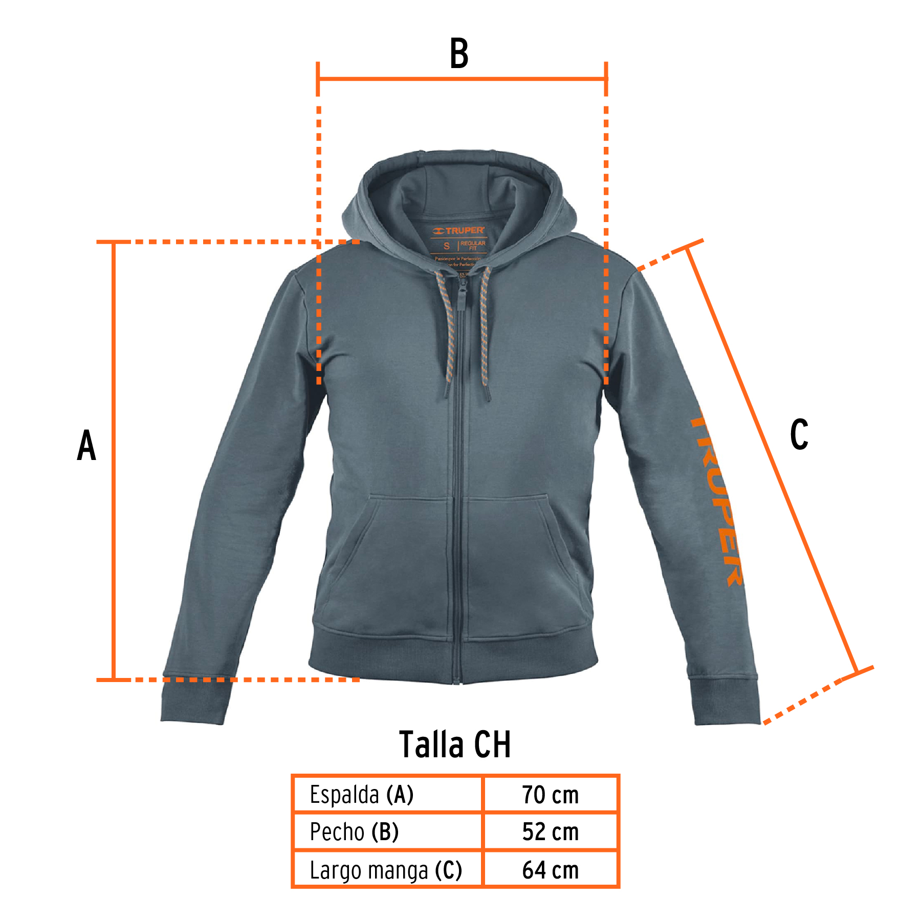 Sudadera gris para caballero, talla CH, TRUPER - Imagen 5