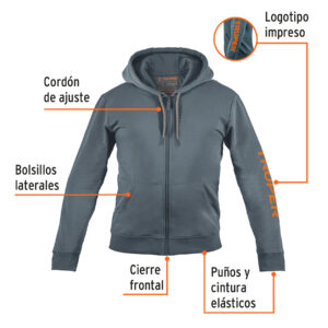 Sudadera gris para caballero, talla G, TRUPER - Imagen 4