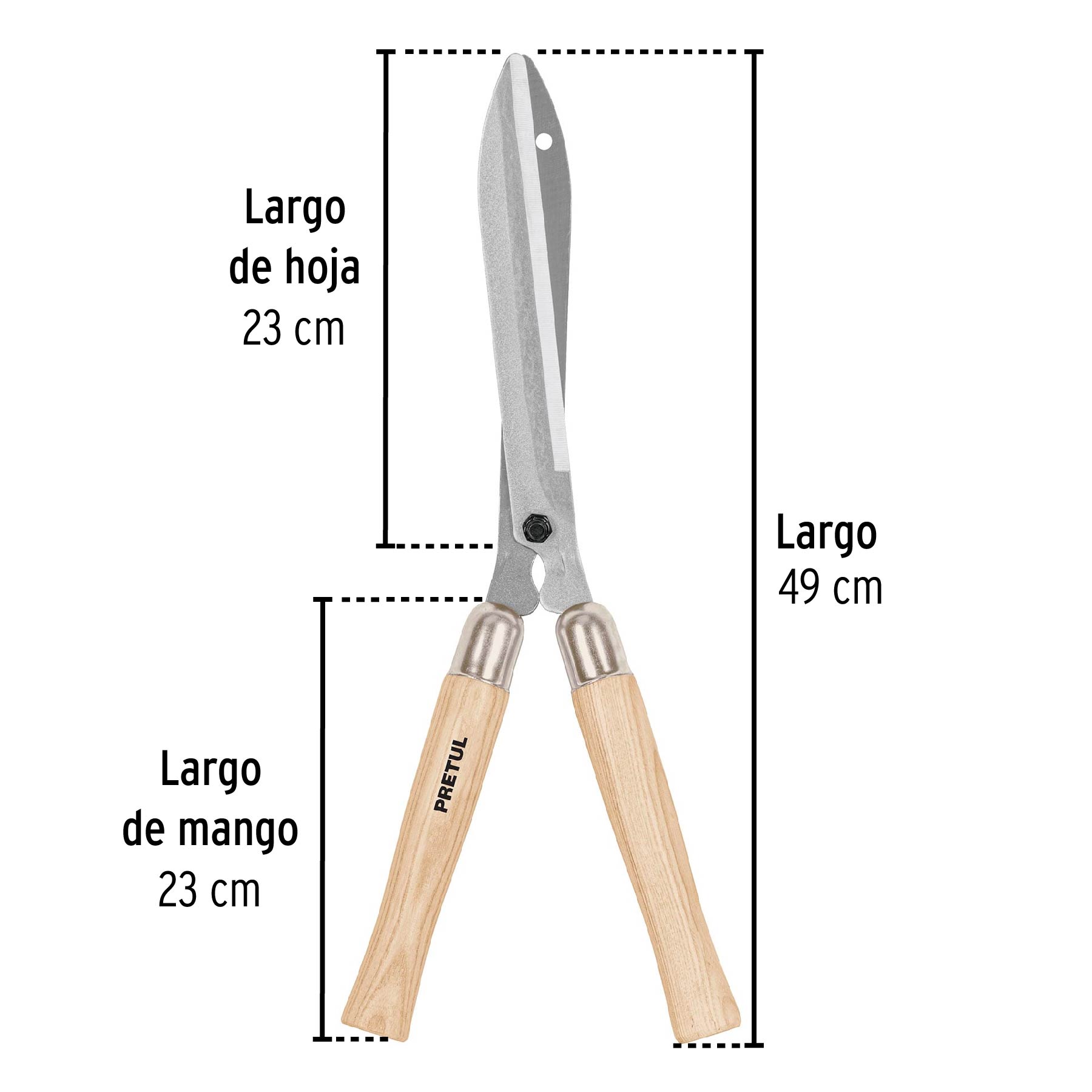 Tijera para poda 49 cm, mangos de madera, PRETUL - Imagen 4