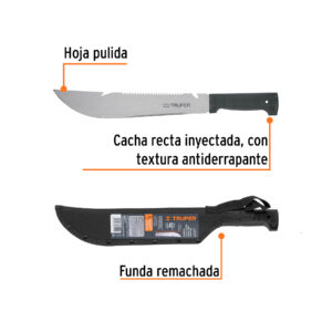 Machete rambo 12', cacha inyectada negra, con funda, TRUPER - Imagen 3