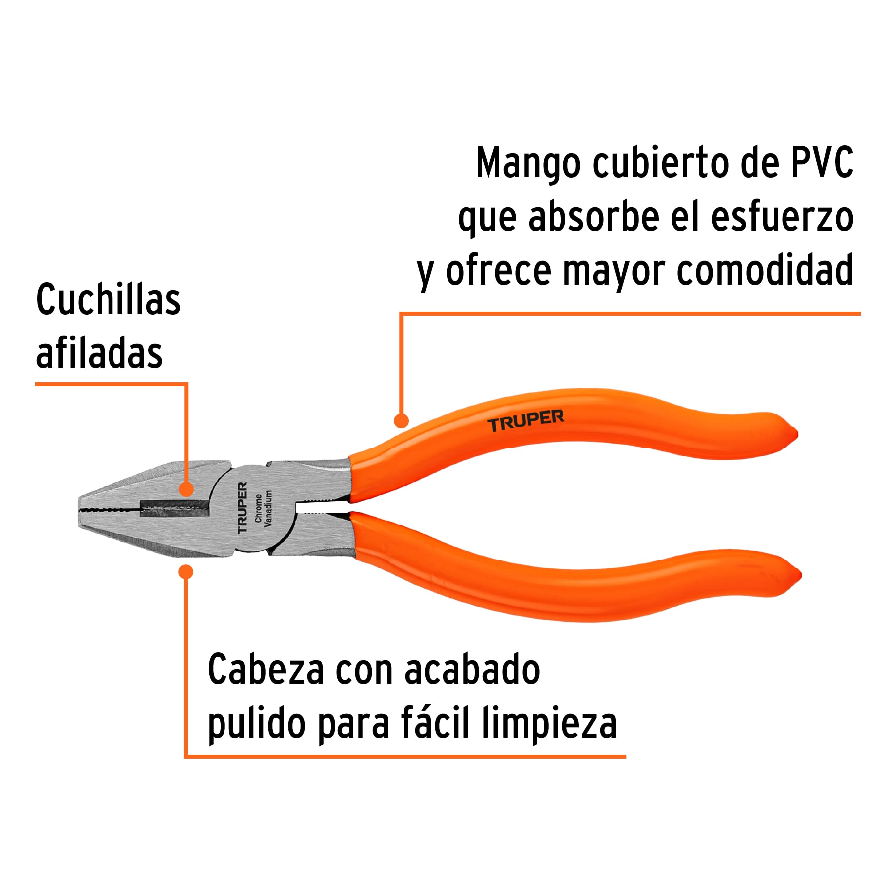 Pinza para electricista 6' mango de PVC, TRUPER - Imagen 3