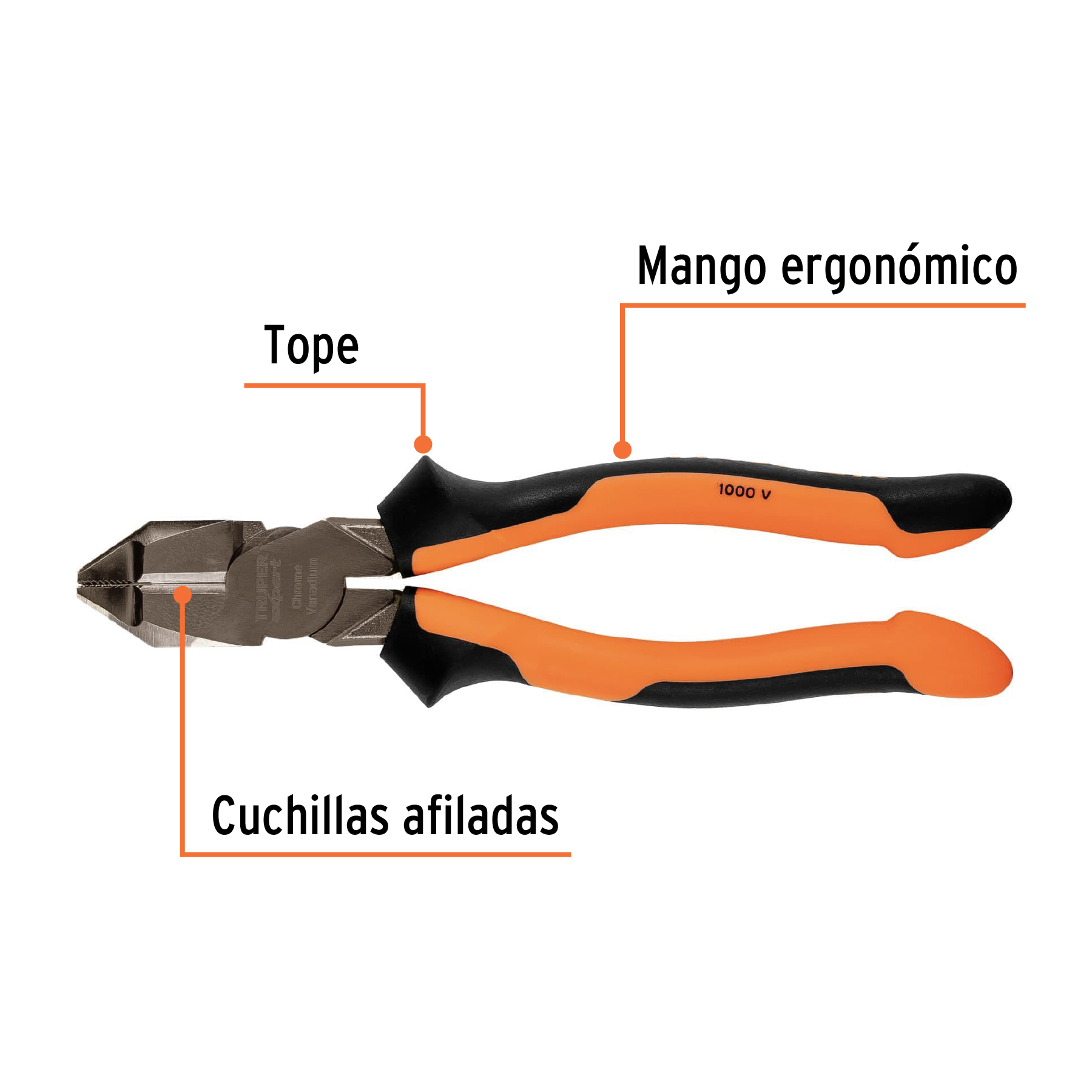 Pinza electricista 8' uso rudo, alta palanca, Comfort Grip - Imagen 3