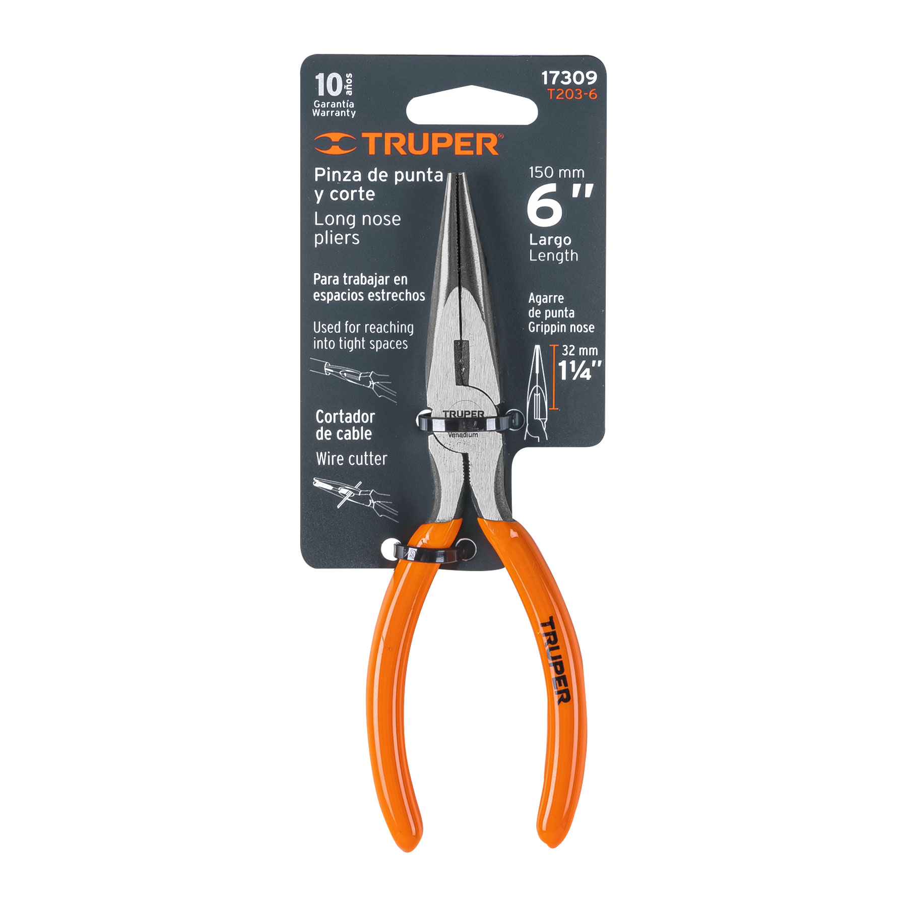 Pinza de punta y corte 6' mango de PVC, TRUPER - Imagen 5