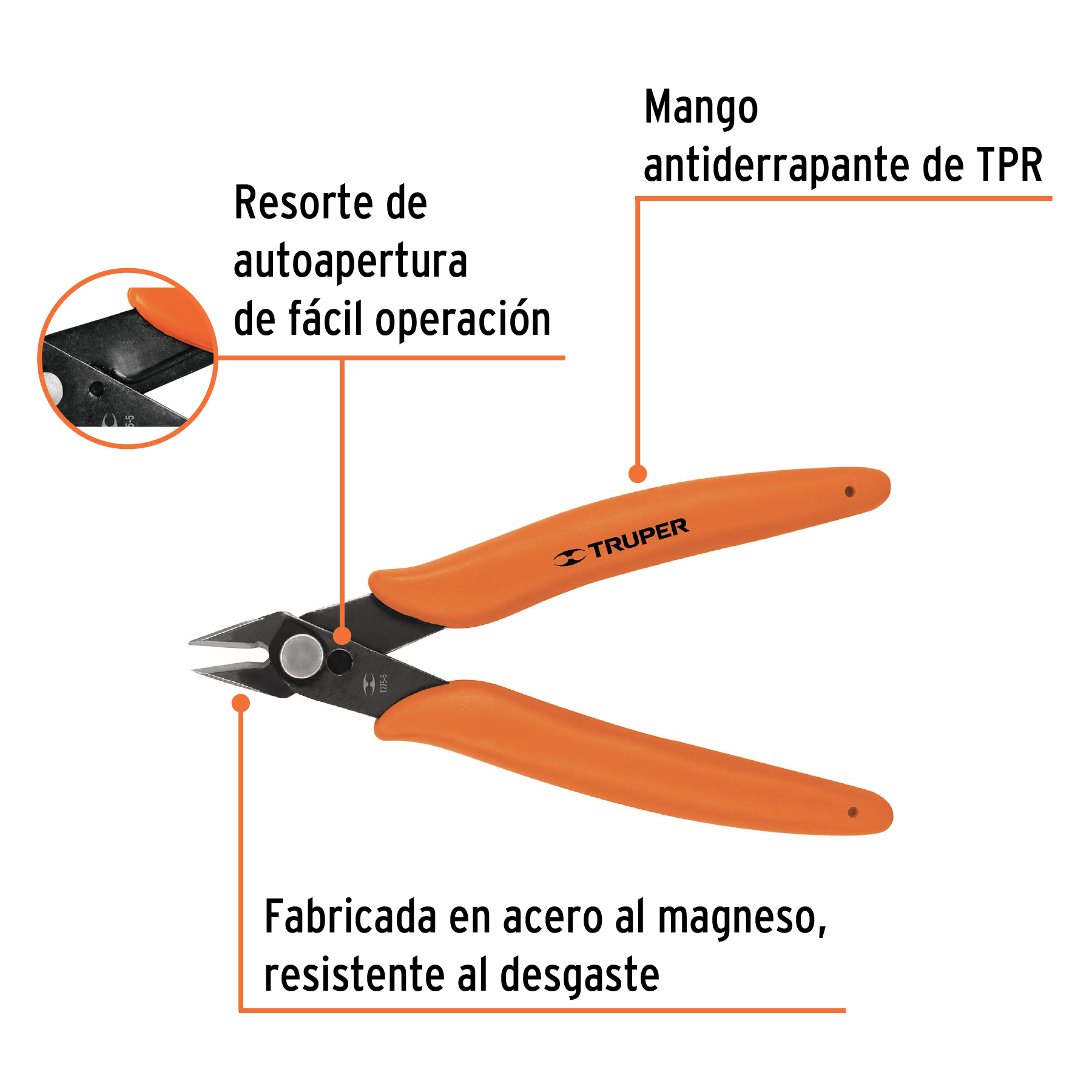 Pinza 5' de corte para electrónica, TRUPER - Imagen 3
