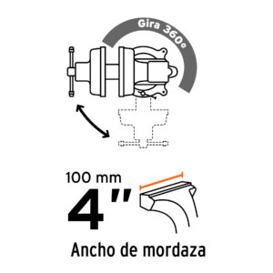 Tornillo de banco 4' uso industrial de hierro nodular - Imagen 5