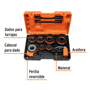 Juego de 9 tarrajas para tubo de 1/2' a 2', TRUPER - Imagen 3