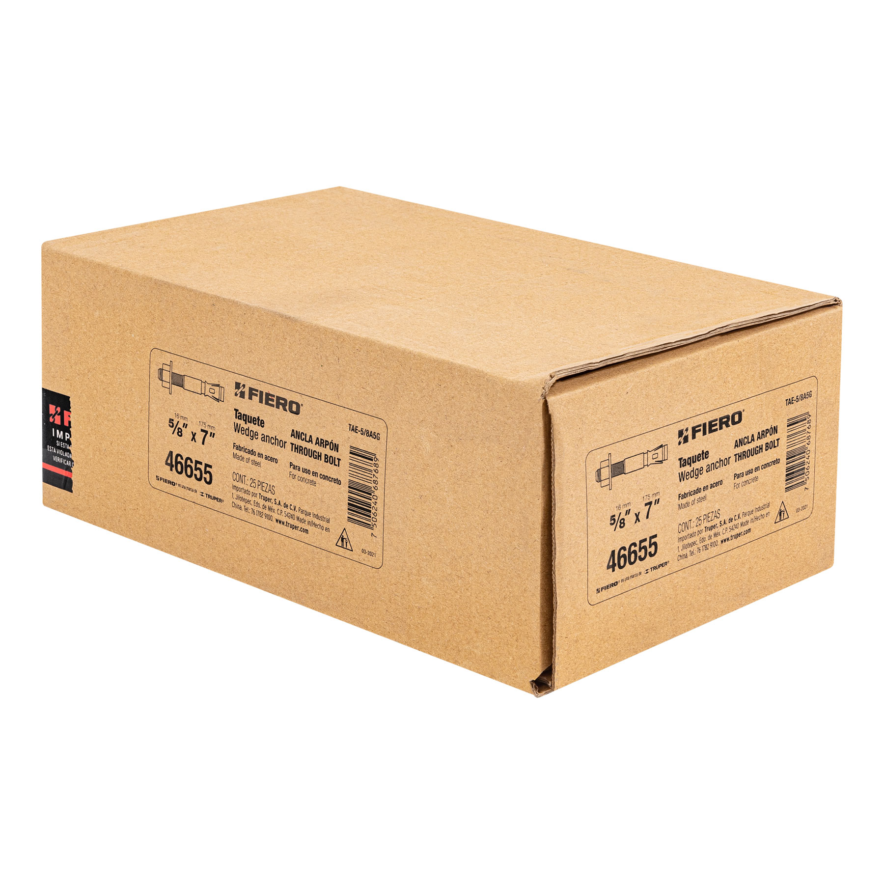Caja con 25 taquetes arpón de 5/8' x 7', FIERO - Imagen 5