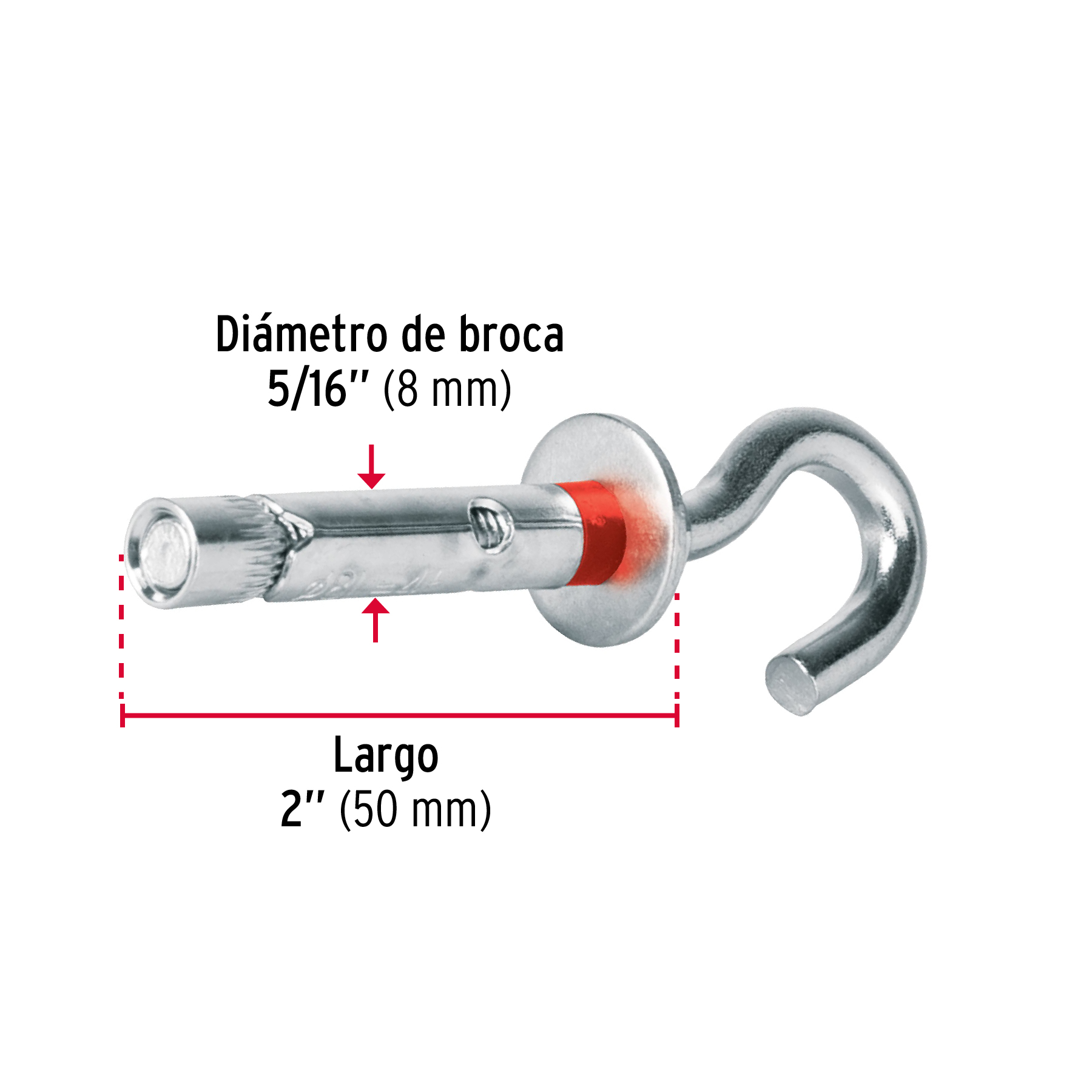 Caja con 100 taquetes expansivos 8x50 mm con armella abierta - Imagen 4