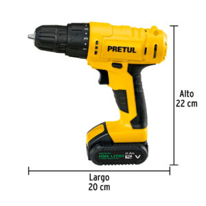 Taladro/destornillador 3/8', 12V, 1 batería 2Ah, PRETUL - Imagen 4