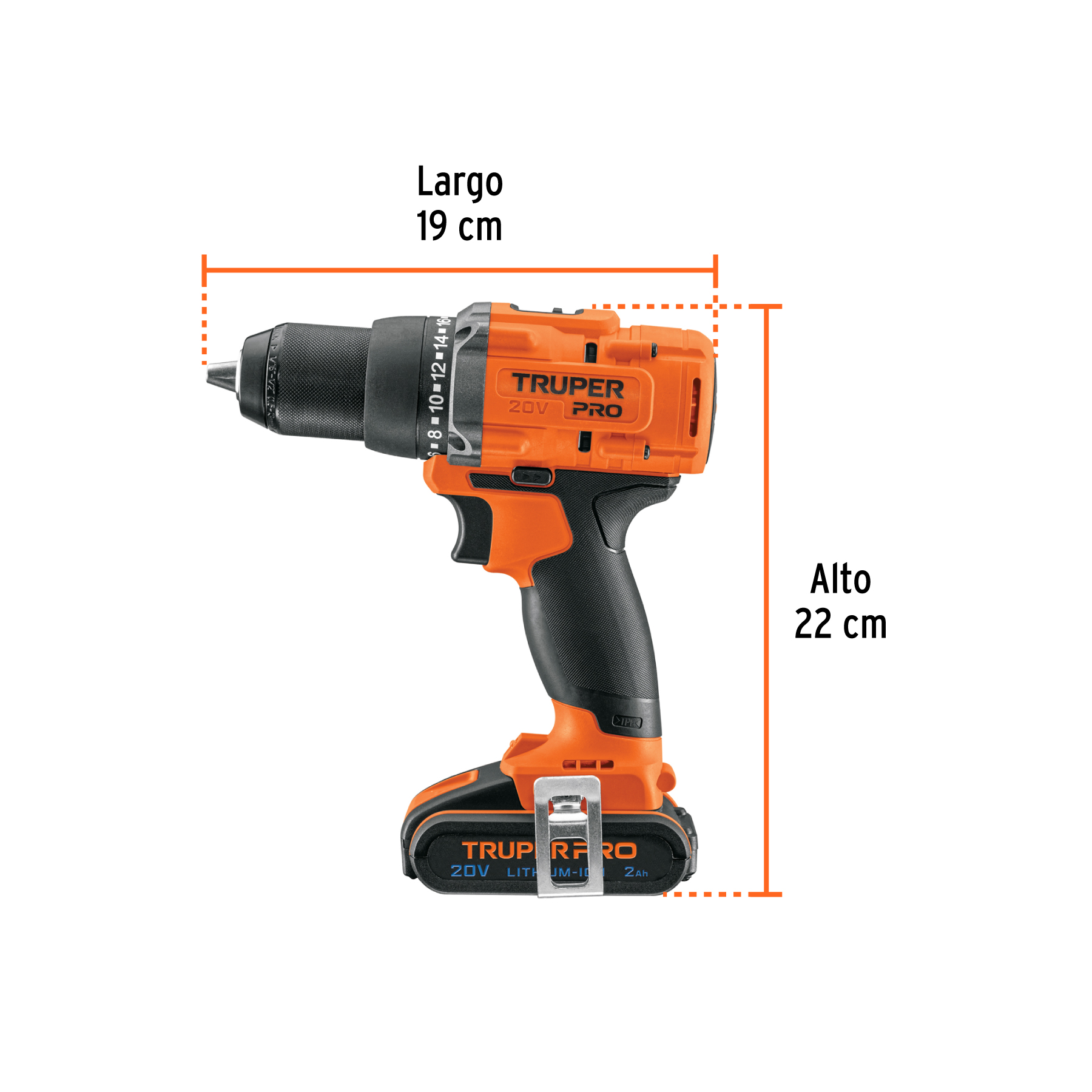 Taladro/destornillador 1/2', 20V, 1 batería 2Ah, TRUPER PRO - Imagen 4