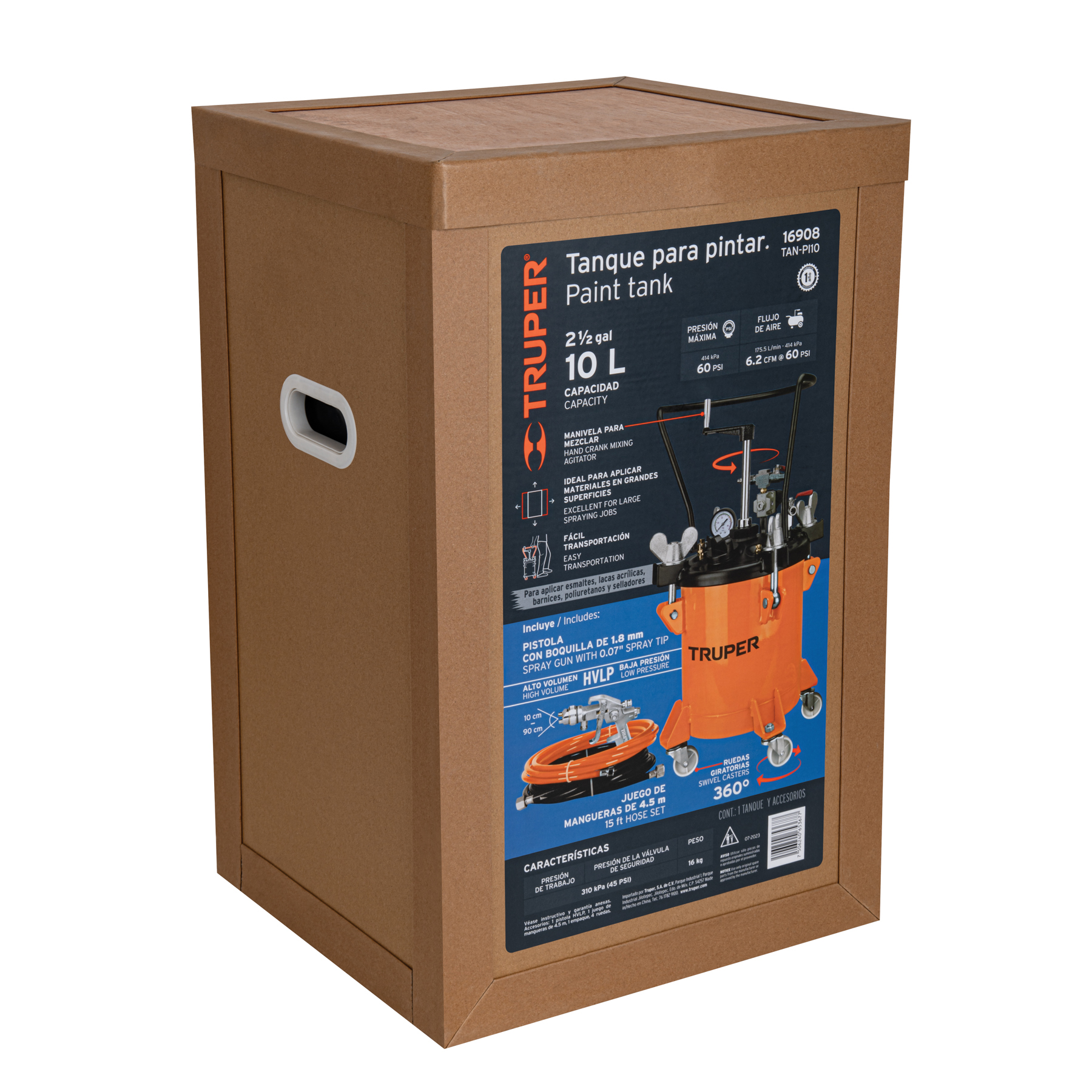 Tanque para pintura con manguera y pistola, 10 L, TRUPER - Imagen 4