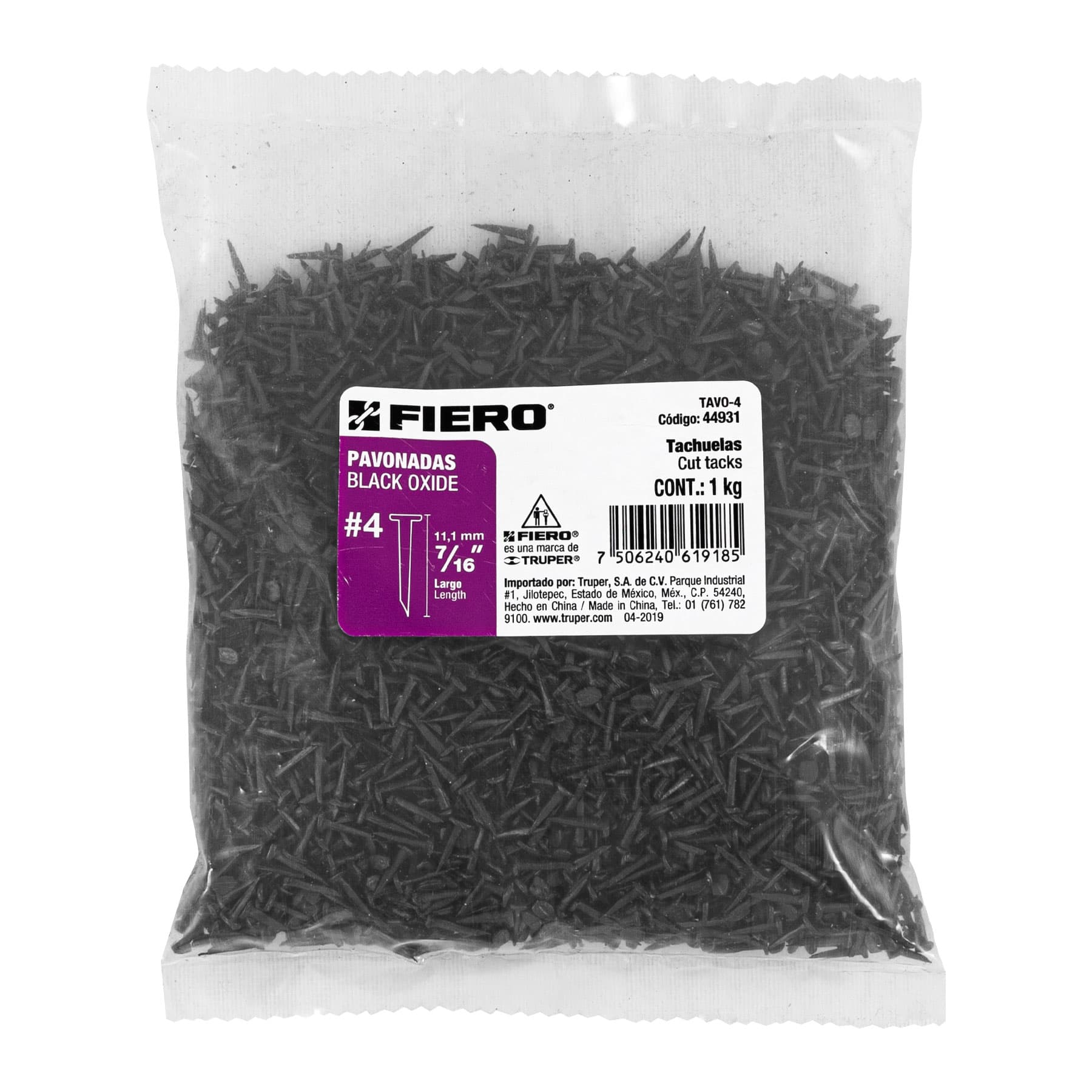 Bolsa con 1 kg de tachuelas pavonadas No. 4, FIERO - Imagen 5