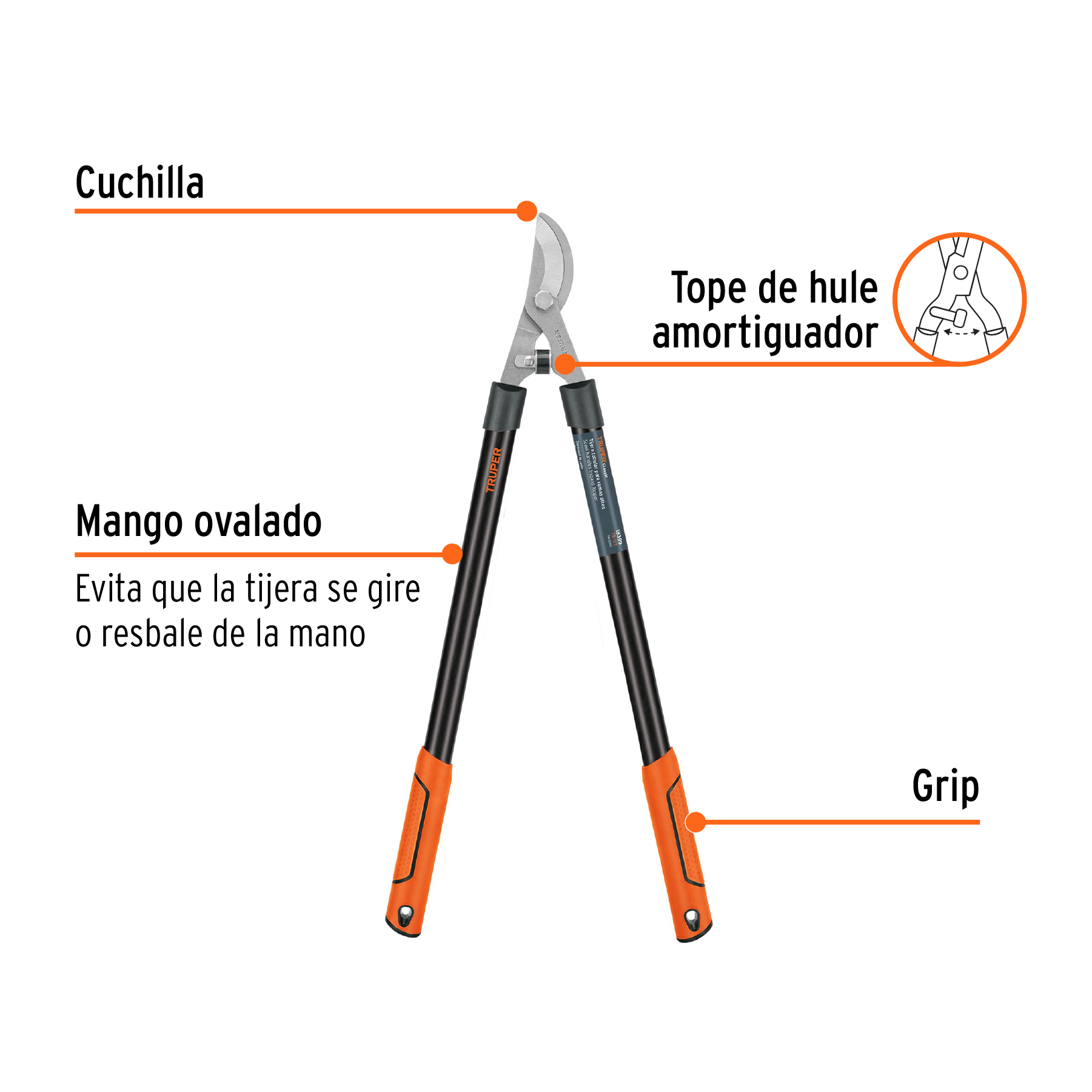 Tijera para ramas 70 cm, Classic, mangos tubulares, TRUPER - Imagen 3