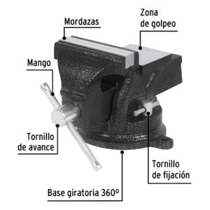 Tornillo de banco 4' de hierro gris, PRETUL - Imagen 4