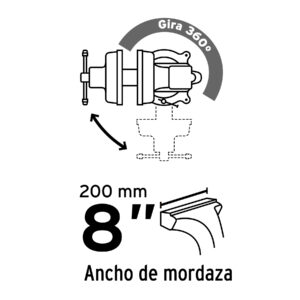 Tornillo de banco 8' de hierro gris, PRETUL - Imagen 5