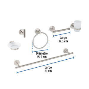 Juego de 6 accesorios para baño acabado satín, FOSET TÚBIG - Imagen 4