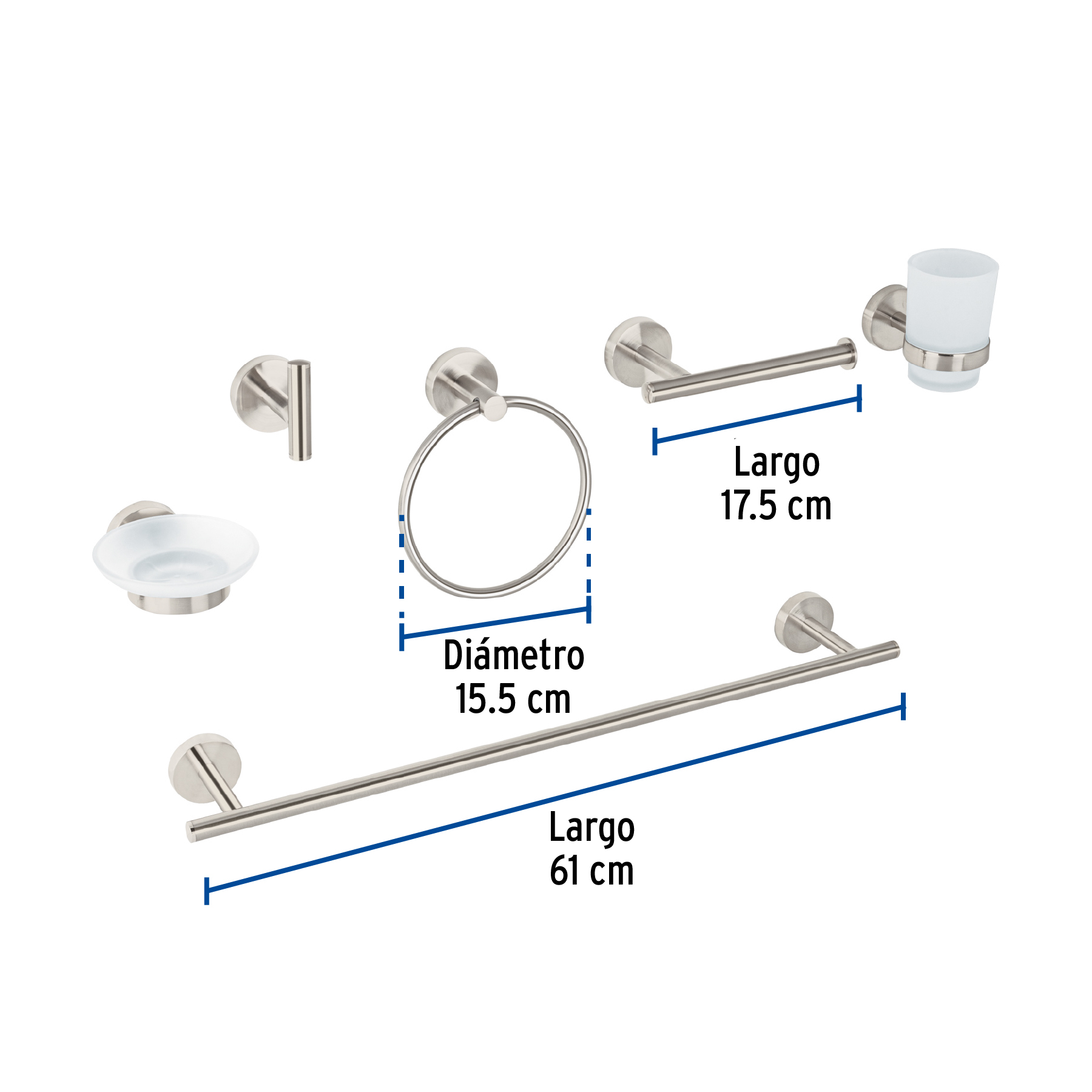 Juego de 6 accesorios para baño acabado satín, FOSET TÚBIG - Imagen 4