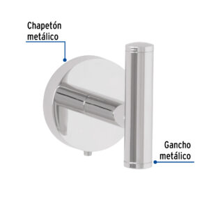 Gancho sencillo metálico acabado cromo, FOSET TÚBIG - Imagen 3
