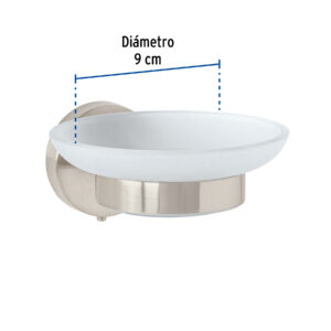 Jabonera metálica satín con plato de vidrio, FOSET TÚBIG - Imagen 4