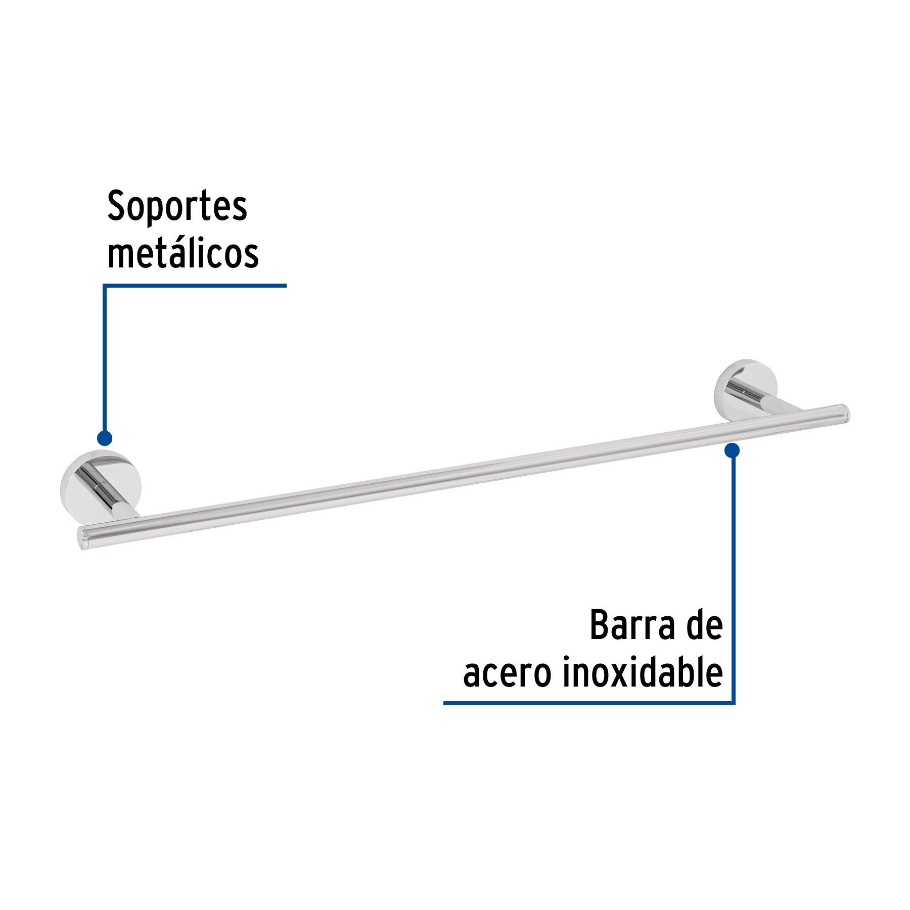 Toallero de barra metálico acabado cromo, FOSET TÚBIG - Imagen 3