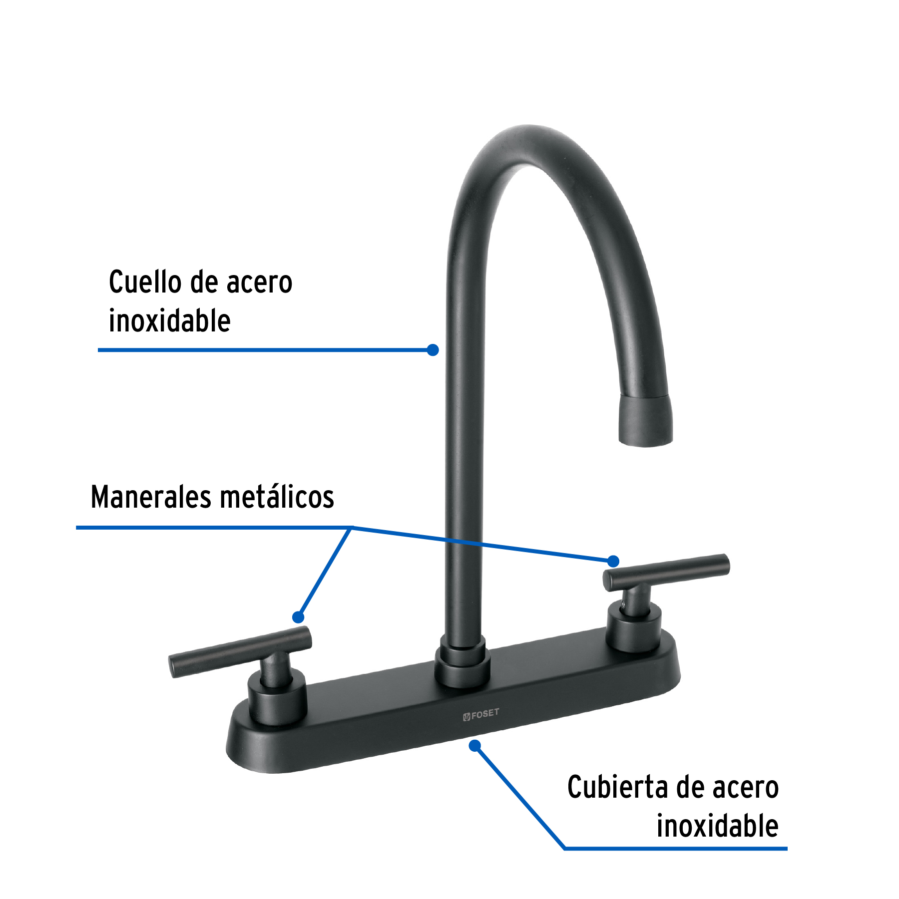 Mezcladora para fregadero,manerales palanca,negro mate TÚBIG - Imagen 3