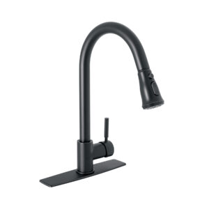 Monomando para fregadero, cuello extraible,negro mate, TÚBIG