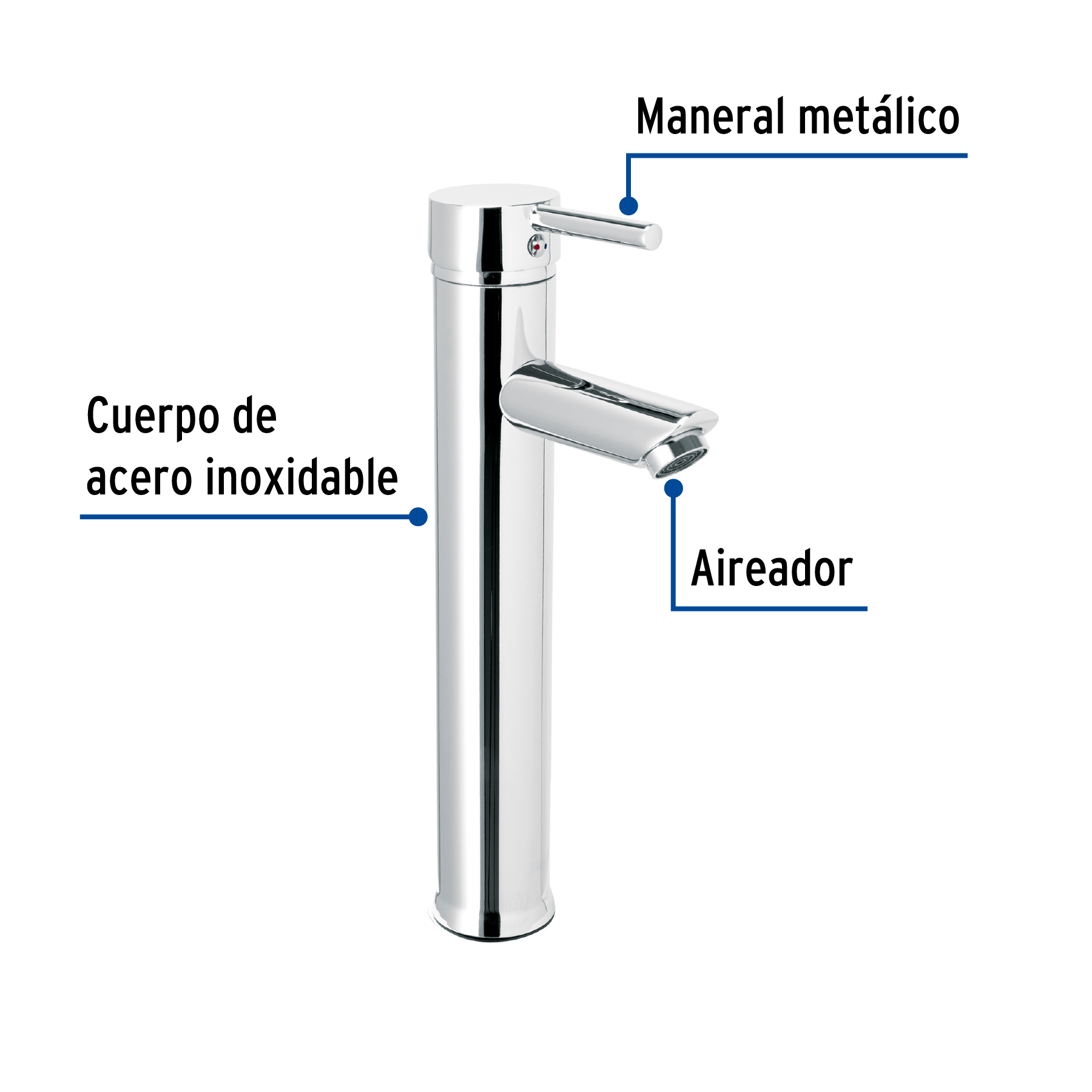 Monomando alto cromo para lavabo, FOSET TÚBIG - Imagen 3